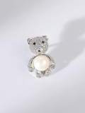Broche minimalista de oso de circonita cúbica de latón