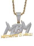 Collar con Iniciales de Hip Hop con Letra de Zirconia Cúbica de oro laminado
