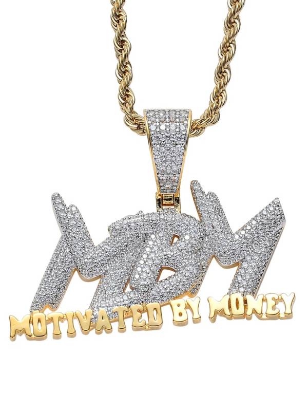 Collar con Iniciales de Hip Hop con Letra de Zirconia Cúbica de oro laminado