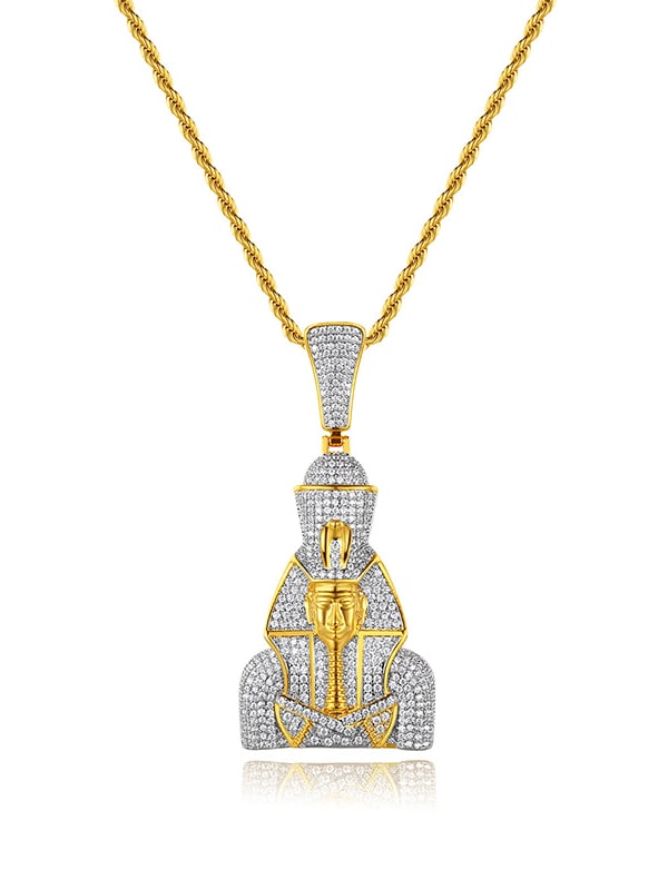 Latón Cubic Zirconia Irregular Hip Hop Regligious Collar