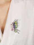 Broche de lujo de mariposa de circonita cúbica de latón