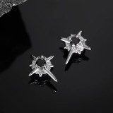 1 par de clips para las orejas de diamantes de imitación de cobre con incrustaciones de estrellas estilo fresco estilo Simple