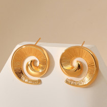 1 par de aretes chapados en oro de 18 quilates con revestimiento geométrico de estilo simple