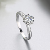 Anillo de diamante Moissan de alto carbono de grado D de imitación chapado en platino Pt950, anillo clásico de seis garras con microincrustaciones de corazones y flechas
