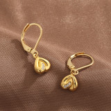 1 par de pendientes colgantes de circonita de cobre con incrustaciones de flores en forma de corazón cruzado de estilo Simple informal
