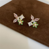 Pendientes de circón con incrustaciones de cobre y flor en forma de corazón y estrella de estilo Simple, 1 par