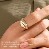 Nuevo anillo de oro de 18 quilates chapado con torcedura de cuerno de acero inoxidable a la moda