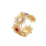 Anillo Abierto Geométrico De Moda Chapado En Acero Inoxidable