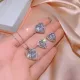Collar De Pendientes De Anillos De Zircón De Diamante De Cobre En Forma De Corazón De Moda