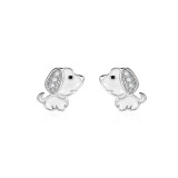 1 par de pendientes de circonita con incrustaciones de cobre de perro lindo