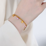 Collar de pulseras chapado en oro de 18 quilates con revestimiento de esmalte de acero de titanio y Luna geométrica con forma de calle elegante