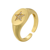 1 pieza Anillo abierto chapado en cobre en forma de U de moda