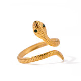 Anillos abiertos chapados en oro de 18 quilates con incrustaciones de acero inoxidable con serpiente estilo IG