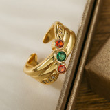 El estilo simple viaja alrededor de los anillos abiertos chapados en oro del Zircon 18K del embutido de cobre redondo