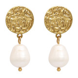 Nuevo Pendientes de perlas de agua dulce barroco Retro de estilo francés, pendientes ligeros de lujo minoritarios avanzados de plata S925 para mujer