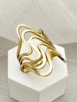 Anillo abierto chapado en oro de acero inoxidable de color sólido de estilo clásico a granel