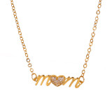 1 Pieza MAMA Estilo Simple Letra Luna Forma de Corazón Aleación Revestimiento de Cobre Incrustaciones Diamantes Artificiales Diamante Artificial Chapado en Oro Rosa Chapado en Oro Chapado en Plata Collar con Colgante