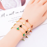 Pulseras retro de concha con incrustaciones de acero y titanio de mariposa