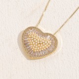 Collar con colgante de circonio chapado en oro de 14 quilates con forma de corazón de estilo clásico elegante a granel