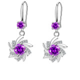 1 par de pendientes elegantes con forma de flor y circonita de cobre y cristal