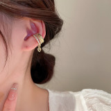 Pendientes de cobre con forma de corazón a la moda, Clips para las orejas con incrustaciones de circonita, 1 par