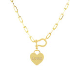 Collar con colgante chapado en oro de 18 quilates con incrustaciones de cobre y forma de corazón con letra estilo IG