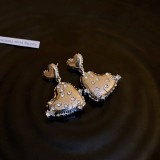 Pendientes colgantes de circonita con incrustaciones de cobre en forma de corazón de moda, 1 par