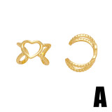 1 par de clips artísticos para las orejas chapados en oro de 18 quilates con incrustaciones de serpiente y circonita de cobre