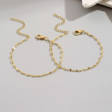 2 elegantes pulseras de cadena cruzada con cadena de labios brillantes y simples