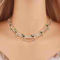 Collar de cobre geométrico de estilo simple con incrustaciones de collares de cobre de circón