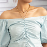 Moda Estrella Luna Cobre Incrustaciones Zircón Collares En Capas 1 Pieza