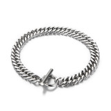 Cadena de eslabones cubanos Pulsera gruesa para hombres y mujeres Pulsera para parejas de acero titanio OT Collar puro Salto disco Personalidad Estilo callejero Hipster Hip Hop Pulsera