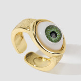 Moda nueva galvanoplastia color-preservación ojos de vidrio abierto Jane cobre anillo femenino