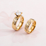 Nuevo par de anillos simples de acero y titanio, anillo de oro de 18k, joyería