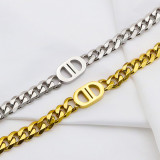 Pulseras chapadas en oro de 18 quilates con revestimiento de acero de titanio con letras de estilo romano