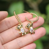 Pendientes de cobre con forma de mariposa y tigre creativos, moda femenina en forma de oso