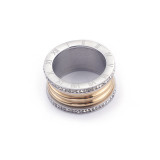 Joyería llena del anillo del acero inoxidable del diamante de la fila doble simple al por mayor