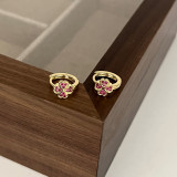 1 par de pendientes de circón de cobre con incrustaciones redondas de estilo simple e informal