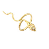 Hecheng Ornament Anillo de serpiente en forma de S con microincrustaciones, anillo abierto, accesorios de adorno de joyería exagerados ajustables Vj249