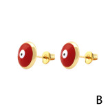 1 par de pendientes chapados en oro de 18 quilates con esmalte de ojos de estilo sencillo