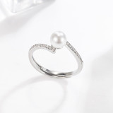 Anillo de perlas de diamantes de moda coreana, anillo de perlas de oro de 14k, joyería Simple con personalidad