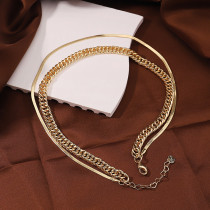 Collar chapado en oro de 18 quilates con revestimiento de cobre de color sólido de estilo británico