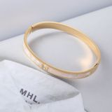 Brazalete chapado en oro de 18 quilates con diamantes geométricos de acero inoxidable estilo coreano elegante estilo INS