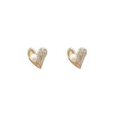 Pendientes de diamantes de imitación con incrustaciones de cobre con nudo de lazo en forma de corazón dulce 1 par