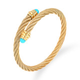 Brazalete de acero inoxidable con bloques de color de estilo simple a granel