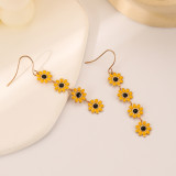 1 par de pendientes colgantes de cobre con flores pastorales