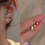 Pendientes de circonita con incrustaciones de perlas y cuentas de cobre con forma de corazón a la moda, 1 par
