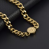 Collar de pulseras de acero de titanio con cara sonriente retro