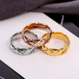 Anillos De Acero De Titanio A Cuadros De Moda 1 Pieza