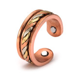 Pulseras de anillos de cobre de material magnético geométrico de estilo vintage